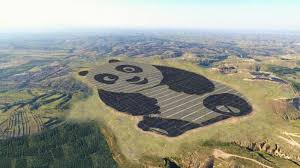 Panda-shaped 50 MW solar PV project in Datong, China, built by UNDP and Panda Green Energy.
