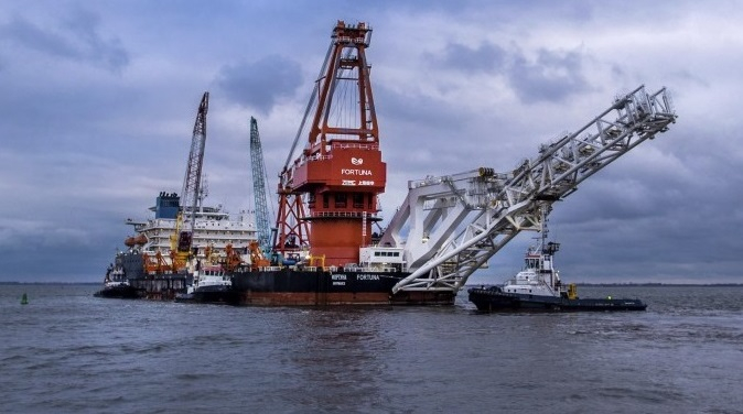The Russian pipe-laying ship Fortuna is building the final stretch of Nord Stream 2