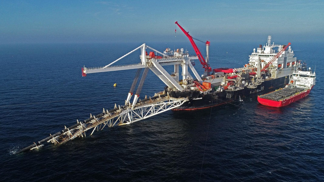 Pipe-laying vessel working on the final stretch of Nord Stream 2