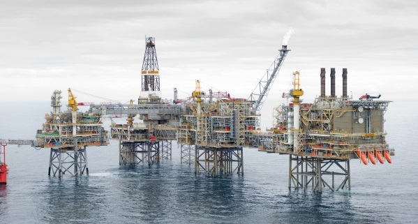 Rig at the oil Buzzard field located some 100km north-east of Aberdeen