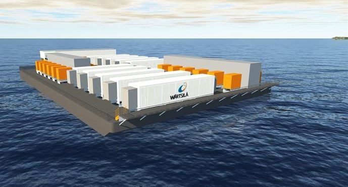 Render of Wärtsilä's floating energy storage