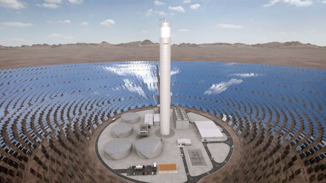 Render of the 100 MW solar PV project in the Atacama Desert