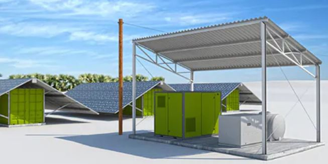 Render of hybrid solar and battery system