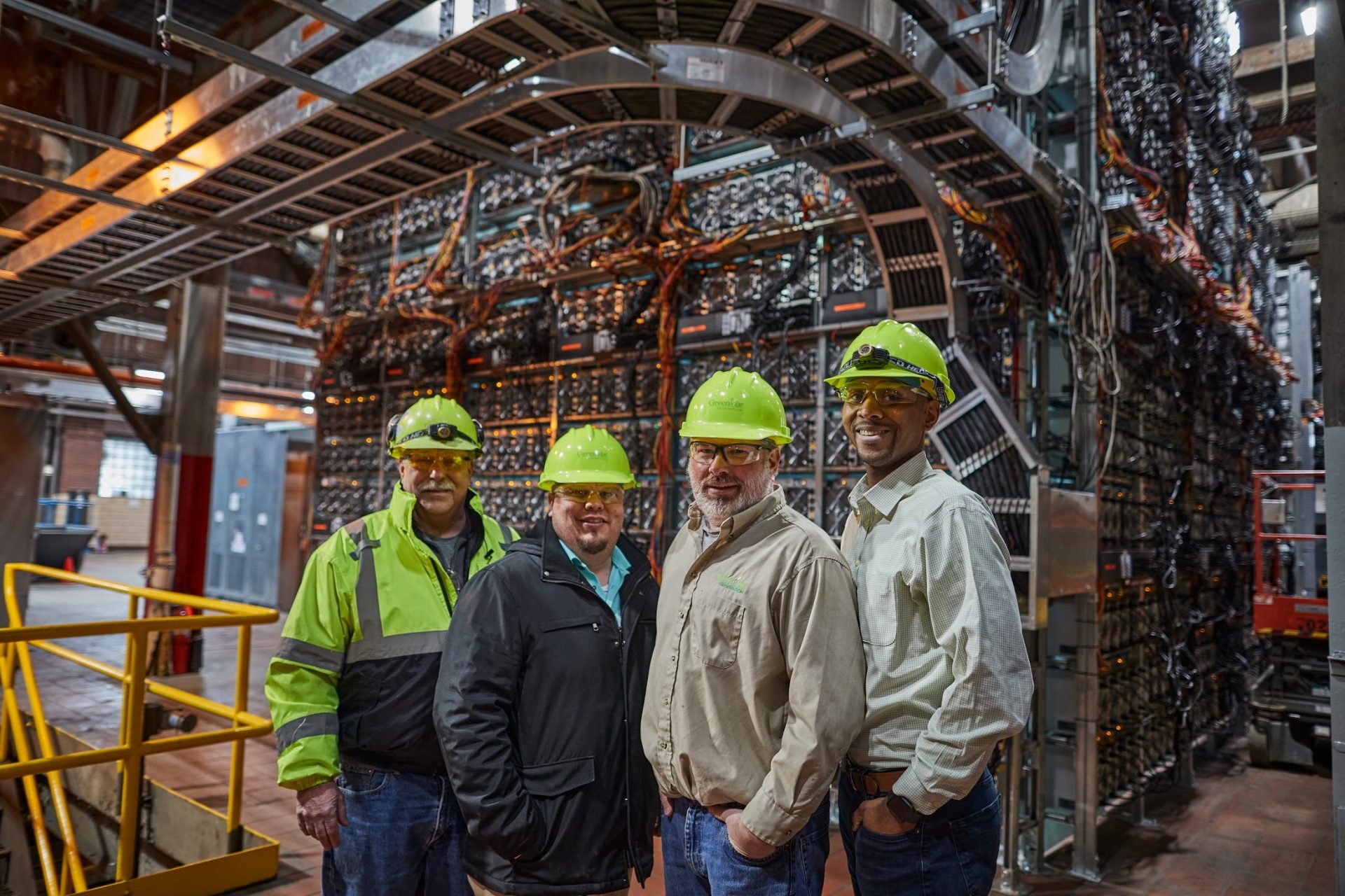 Greenidge team inside the peaking power unit