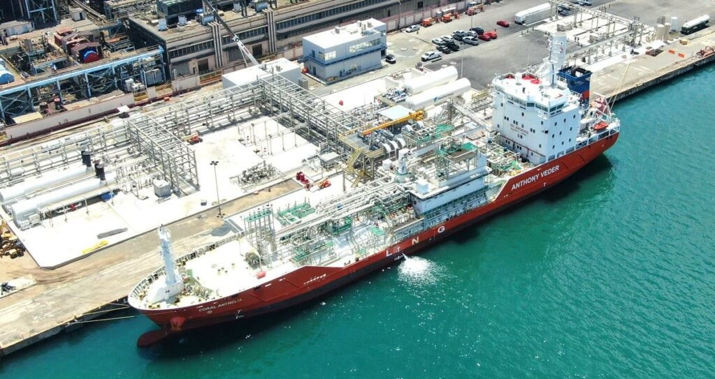LNG tanker, chartered by New Fortress Energy