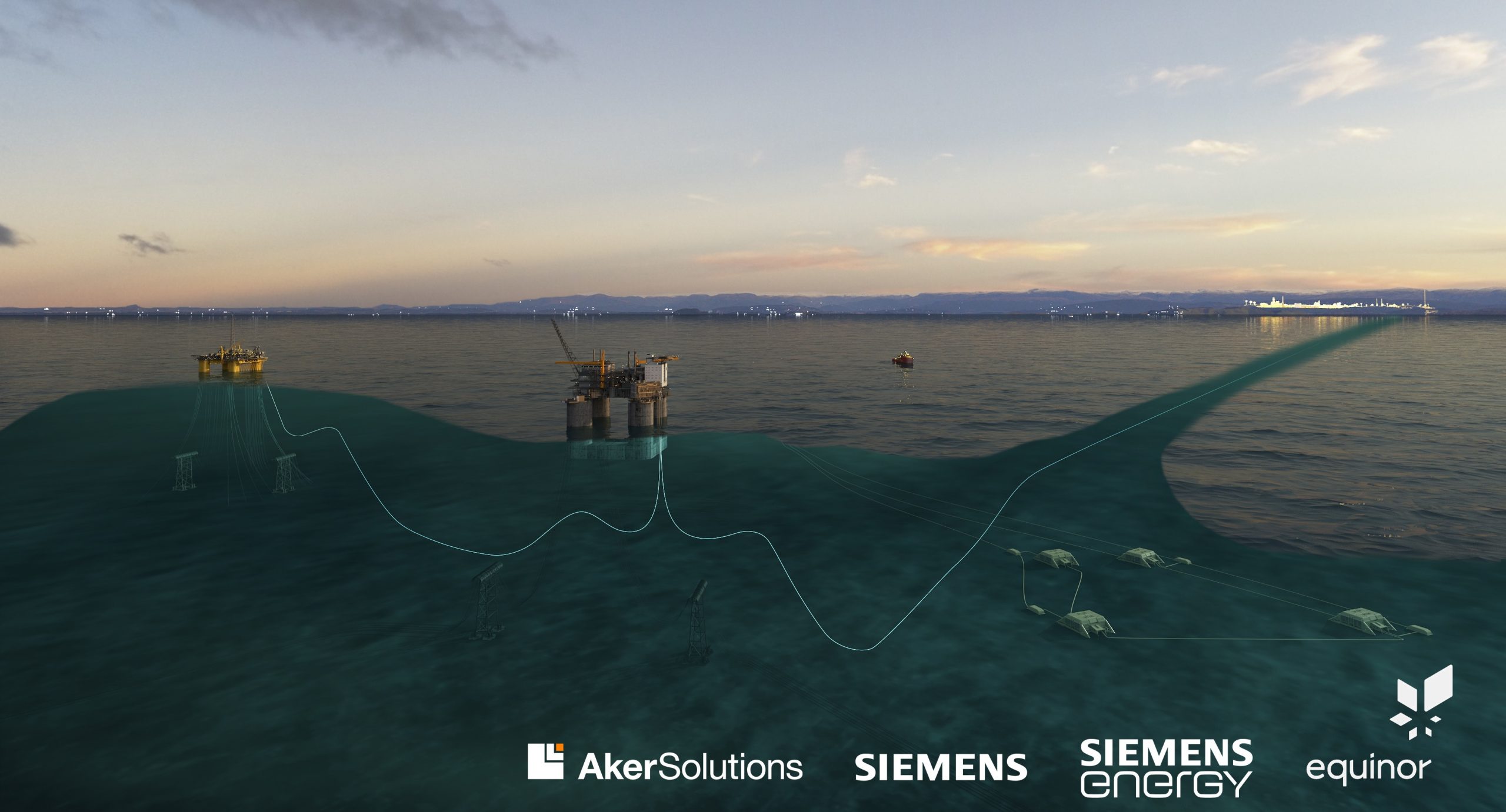 Scheme of the Troll West electrification project in the North Sea.