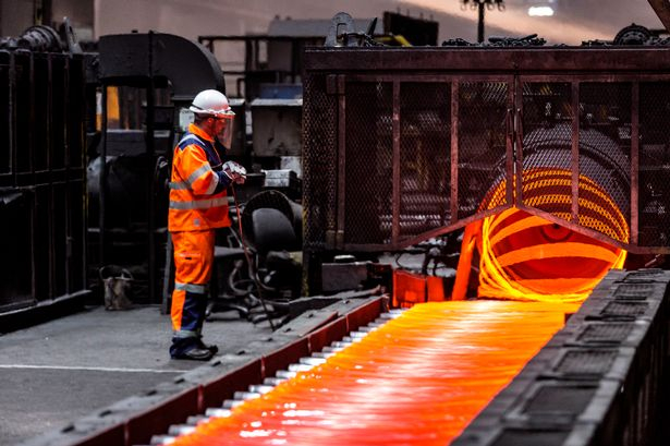 British Steel wire rod mill production in Scunthorpe