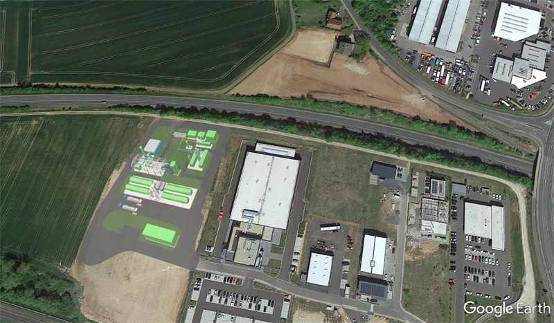 Site and render of the bio-LNG plant near Fulda
