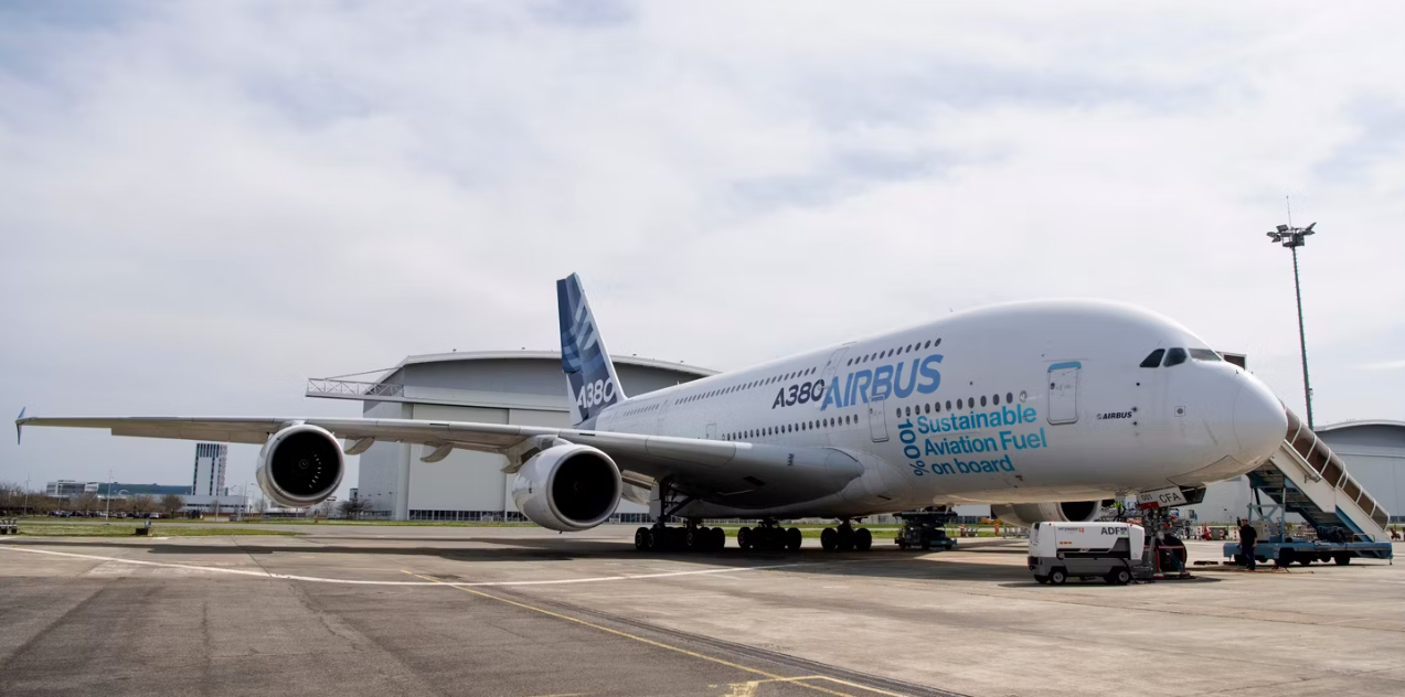 Airbus A380, running on green fuels