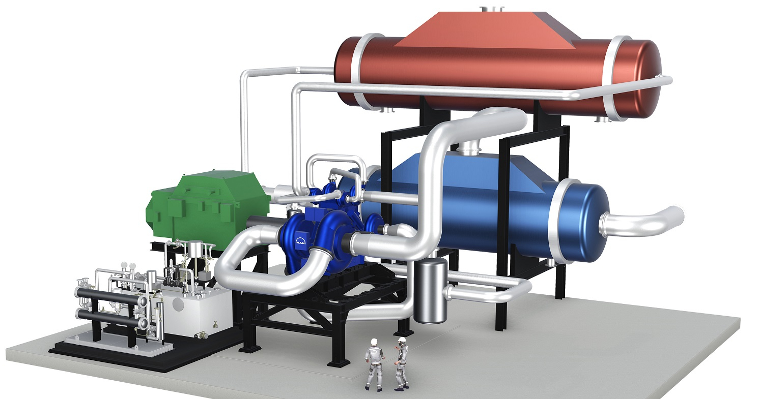 3D model of the planned high-temperature heat pump by BASF and MAN