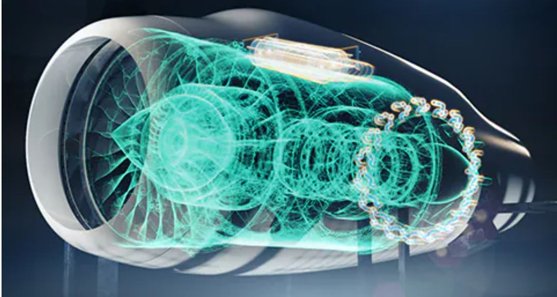 Render of gas turbine running on hydrogen