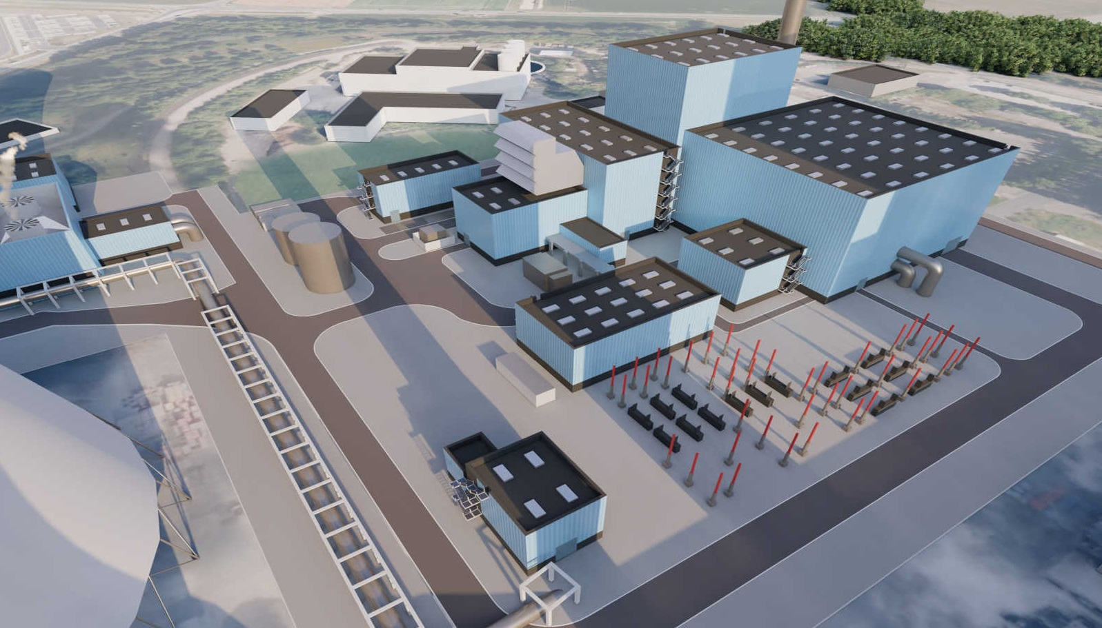 Render of RWE's H2-ready power plant at Weisweiler