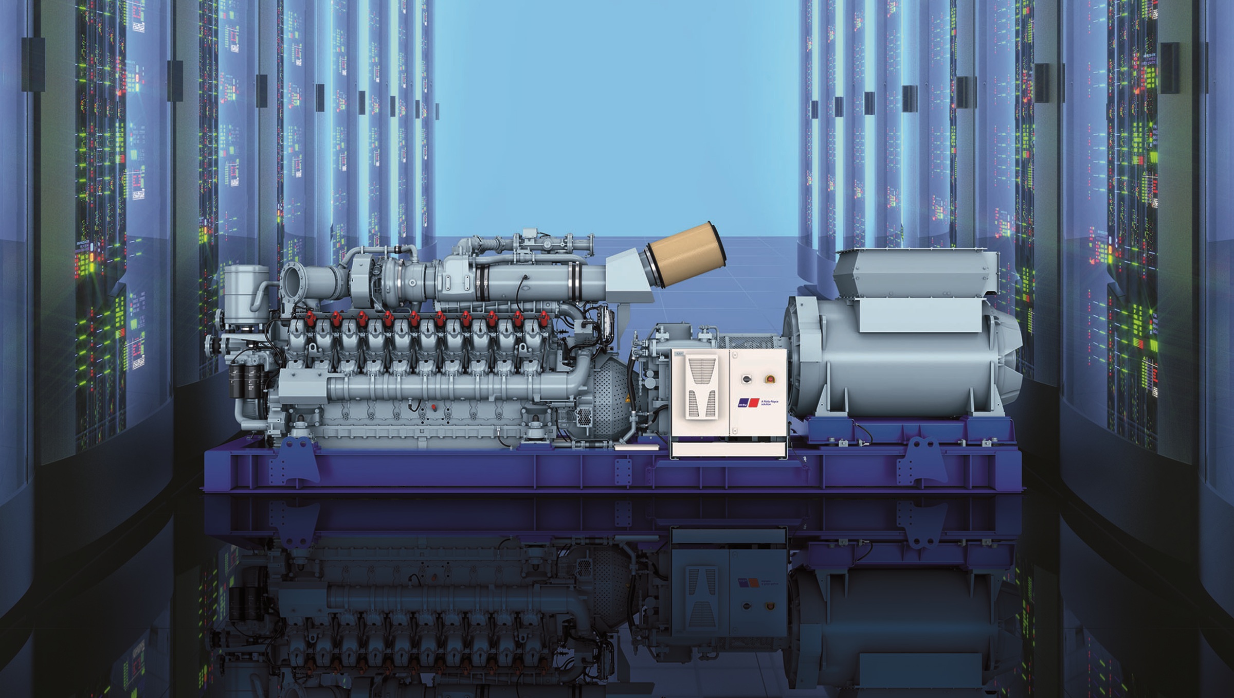 Rolls-Royce is expanding its energy portfolio with new mtu gas engines that feature fast-start capability, making them particularly suitable for powering data centers and stabilizing the power grid. Already available globally are mtu gas generators as 120-second fast-start solutions, new from 2026 will be the 20V4000 mtu gas generator as a 45-second fast-start solution for the 60-Hz market.
Rolls-Royce ergänzt sein Energie-Portfolio mit neuen schnellstartfähigen mtu-Gasaggregaten, die ganz besonders für die Stromversorgung von Rechenzentren und für die Stabilisierung des Stromnetzes geeignet sind. Bereits weltweit erhältlich sind mtu-Gasaggregate als 120-Sekunden-Schnellstartlösungen, neu ab 2026 wird das mtu-Gasaggregat 20V4000 als 45-Sekunden-Schnellstartlösung für den 60-Hz-Markt sein.