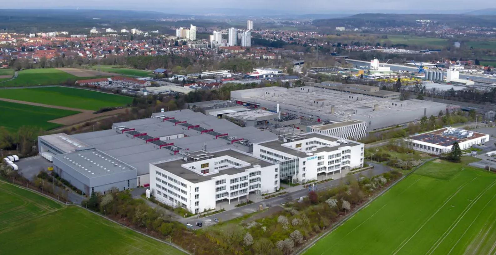 Siemens Electronics Factory in Erlangen from above